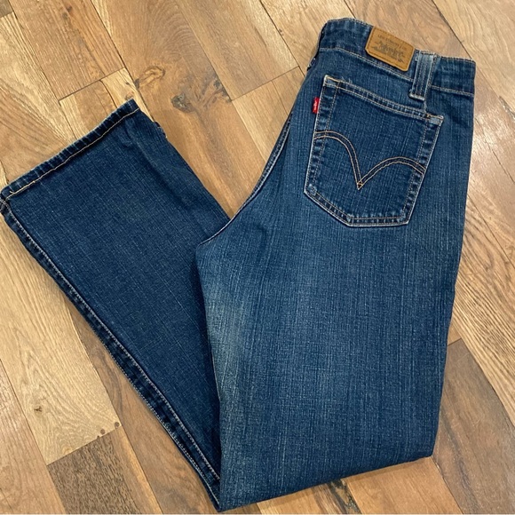 Levi’s 525 Bootcut Blue Distressed Denim Jeans Size 16 - Picture 3 of 10